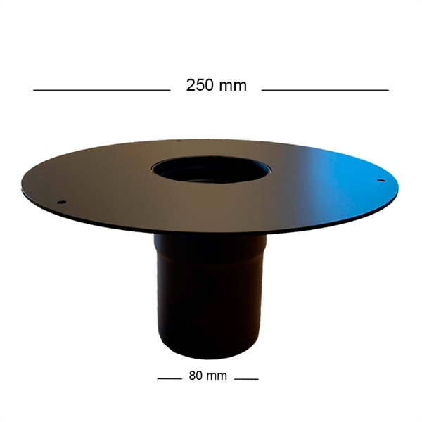 Flue pipe transition 80 mm to cover plate 250 mm